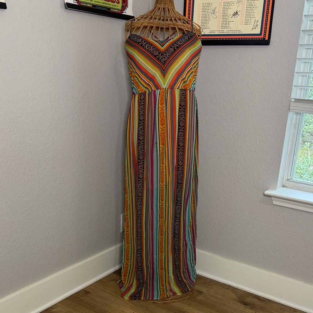 Ruby Rox Multicolor Striped Maxi Dress